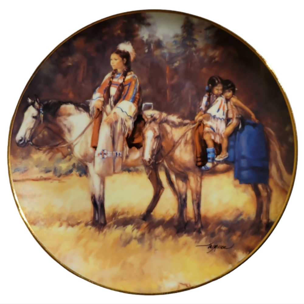Vtg Journey Home Franklin Mint Vel Miller Plate Mother Children Native American